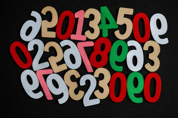 Background of numbers. from zero to nine. Seamless texture with Color. Mathematic backdrop. Random....