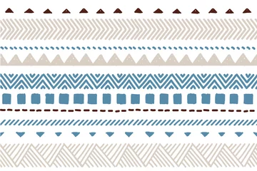 Wallpaper murals Boho Style Ethnic vector seamless pattern. Tribal geometric background, boho motif, maya, aztec ornament illustration. mexican textile print texture