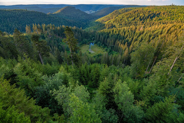 A view down on the Ellbachsee in the national park Black Forest in Germany, Kniebis / Freundenstadt