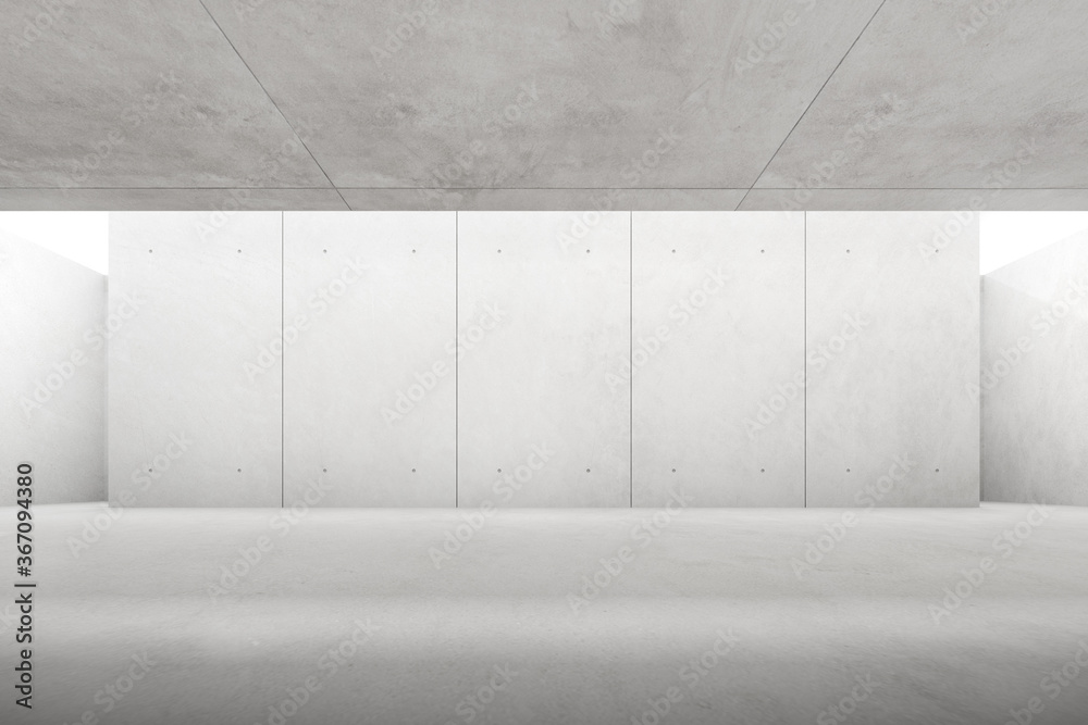 Poster abstract architecture space, interior with concrete wall. 3d render.