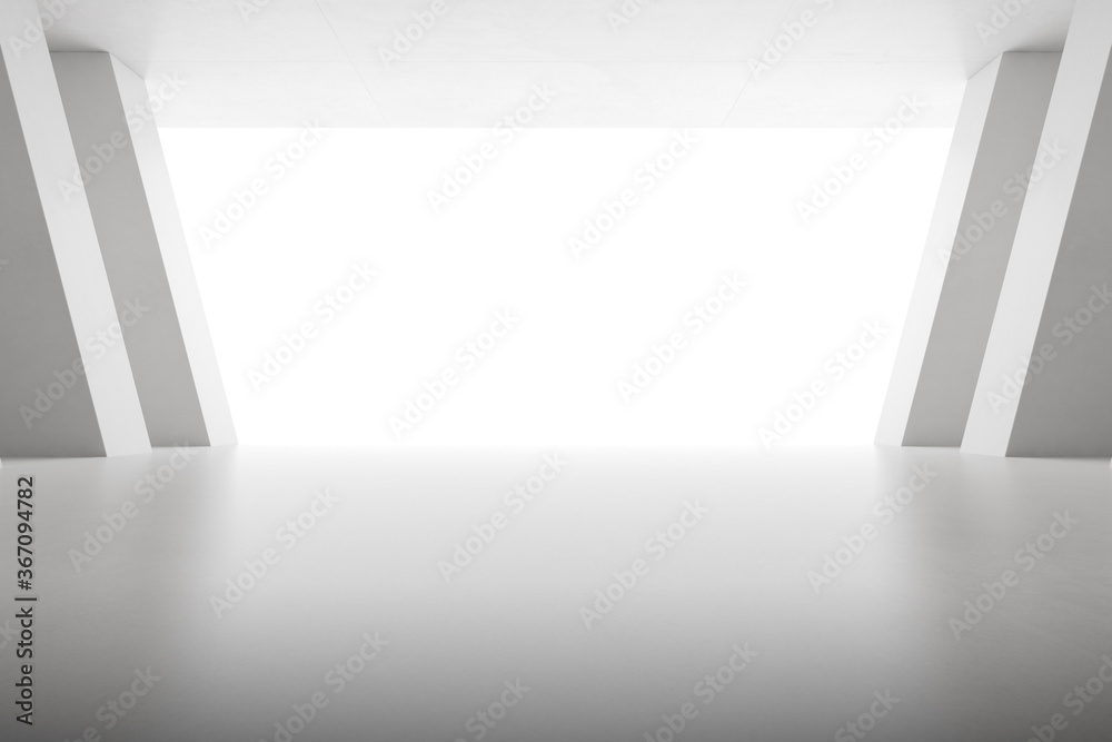 Poster abstract architecture space, interior with concrete wall. 3d render.