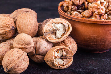 Unsurged walnut and peeled in a cup