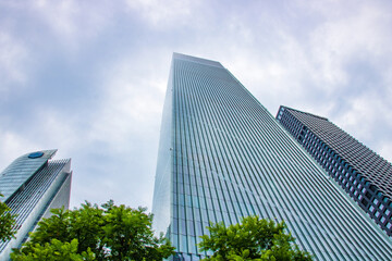 Look up at the magnificent modern city buildings