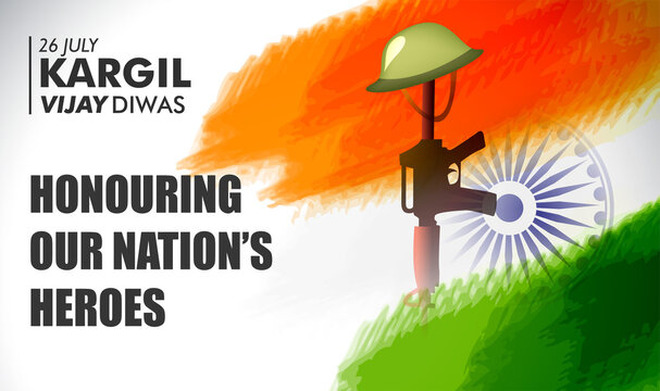Kargil Vijay Diwas, banner or poster. Vector illustration of Poster for salute indian army, amar jawan jyoti - background