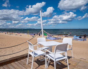 Blick auf die Ostsee in Danzig Poland am Strand