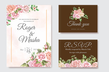 Wedding invitation set card template