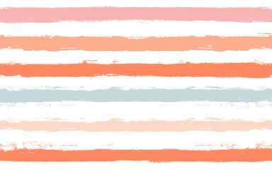 Hand drawn striped pattern, pink, orange and green girly stripe seamless background, childish pastel brush strokes. vector grunge stripes, cute baby paintbrush line backdrop