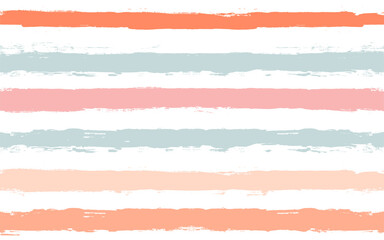 Hand drawn striped pattern, pink, orange and green girly stripe seamless background, childish pastel brush strokes. vector grunge stripes, cute baby paintbrush line backdrop