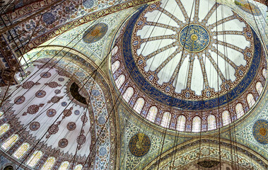 Inside Sultanahmet Mosque in Istanbul, Turkey