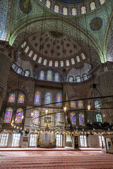 Fototapeta na wymiar Interior of the Blue Mosque, Istanbul. Turkey