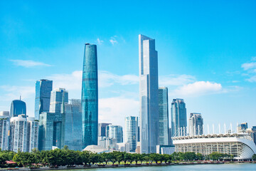 Skyline of Zhujiang New City, the commercial center of Guangzhou