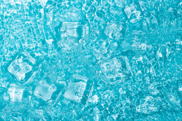 Cool and transparent ice cubes in summer