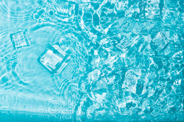 Cool and transparent ice cubes in summer