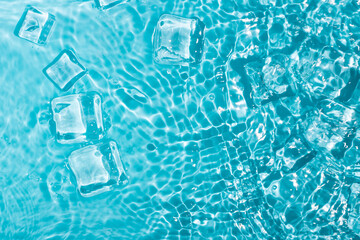 Cool and transparent ice cubes in summer