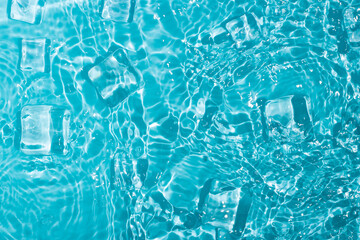 Cool and transparent ice cubes in summer