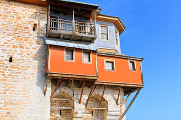 Fototapeta na wymiar Xenofontos Monastery guesthouse on Mount Athos - 