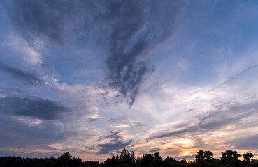 Fototapeta na wymiar Sunset blue sky. Natural background.