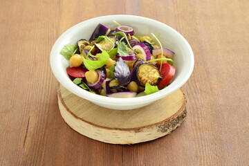 Eggplant Salad with Chickpeas and Fresh Vegetables