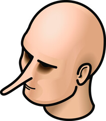 Human head with a liar's nose.