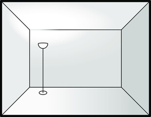 Diagram of interior lighting design: floor standing uplight.