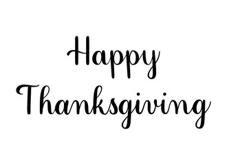 Happy Thanksgiving phrase. Handwritten vector lettering illustration. Brush calligraphy banner. Black inscription isolated on white background.