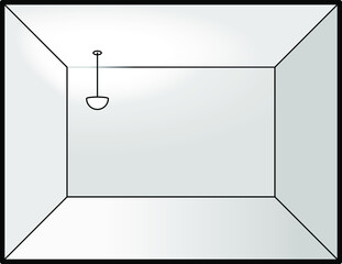 Diagram of interior lighting design: ceiling uplight corner mount.