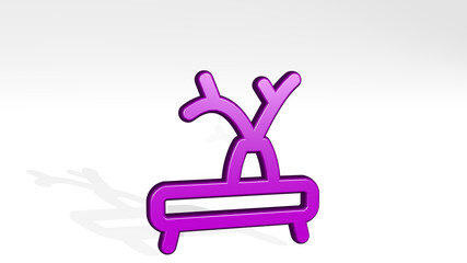 decoration flowers table from a perspective with the shadow. A thick sculpture made of metallic materials of 3D rendering. background and illustration