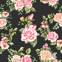Rose flower seamless pattern