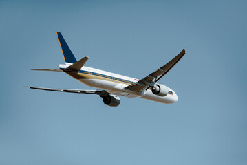 Plane flying overhead after takeoff 