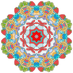 Colorful cute Mandalas. Decorative unusual round ornaments.