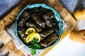 Traditional georgian tolma dish