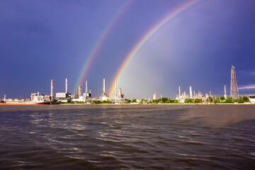 power station and rainbow