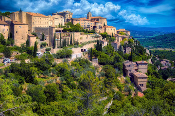 Fototapeta na wymiar The commune of Gordes, in the Vaucluse region of Provence, France