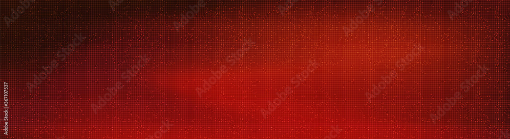 Fototapete panorama red circuit microchip technology on future background,hi-tech digital and communication con