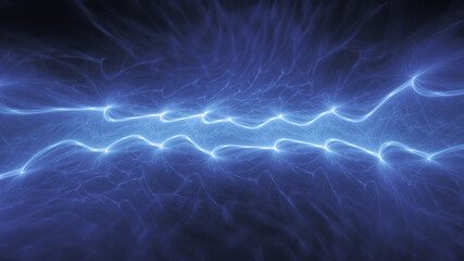 Blue abstract fractal lightning, plasma background