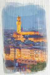 Watercolor painting of architecture in Florence, Italy