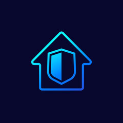 House and shield vector icon