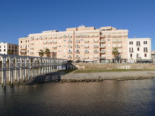 Fototapeta premium Seebrücke und Meeresfront Civitavecchia Italien
