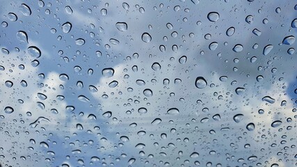 water drops on glass rain drop