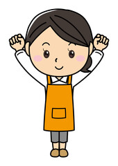 女の子01_08（エプロン姿でポーズをとる笑顔の女性シリーズ）