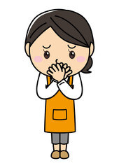 女の子01_14（エプロン姿でポーズをとる困った顔の女性シリーズ）