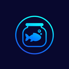 Aquarium and fish vector icon