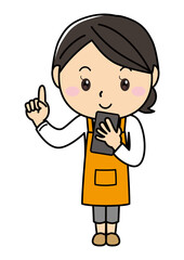 女の子01_18（エプロン姿でポーズをとる笑顔の女性シリーズ）