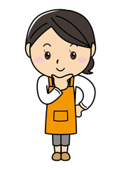 女の子01_19（エプロン姿でポーズをとる笑顔の女性シリーズ）