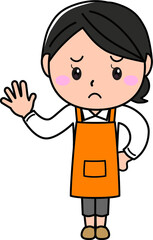 女の子01_29（エプロン姿でポーズをとる困った顔の女性シリーズ）