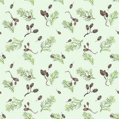  Winter watercolor seamless pattern. 