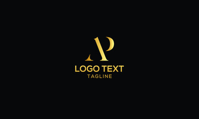 Unique modern creative elegant luxurious artistic gold and black colour AP initial based letter icon logo