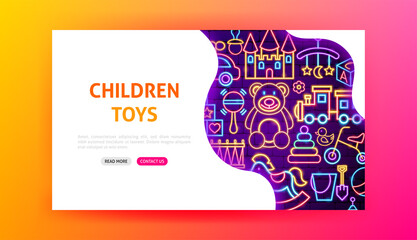 Children Toys Neon Landing Page