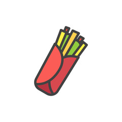 Shawarma outline icon. Color vector icon.