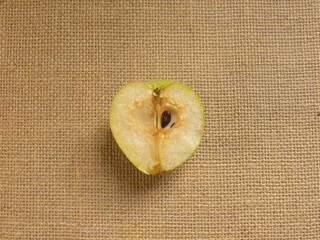 Cut half of white color sliced Indian pear fruit